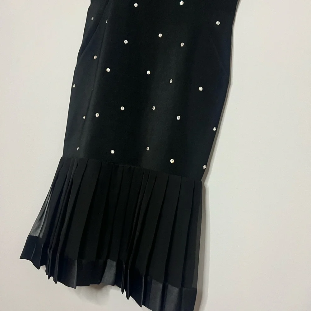 VTG 80s Julie Duroche for After Five Studded Polka Dot With Pleated bottom Dress